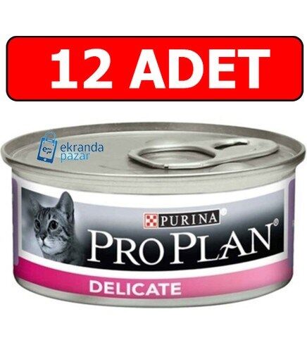 Proplan Delicate Hindi Etli Kedi Konservesi Hassas Kedi Yaş Maması 85 gr 12 Adet