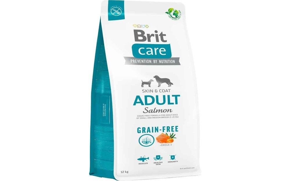 Brit Care Skin-Coat Tüm Irklar için Somonlu Tahılsız Yetişkin Köpek Maması 12kg