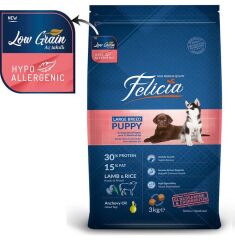 Felicia Düşük Tahıllı Hipoalerjenik Kuzu Etli Orta ve Büyük Irk Yavru Köpek Maması 3kg