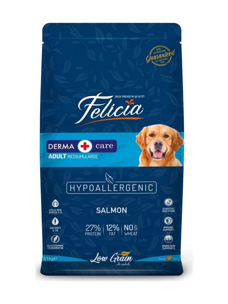 Felicia Düşük Tahıllı Hipoalerjenik Somonlu Orta ve Büyük Irk Yetişkin Köpek Maması 15kg