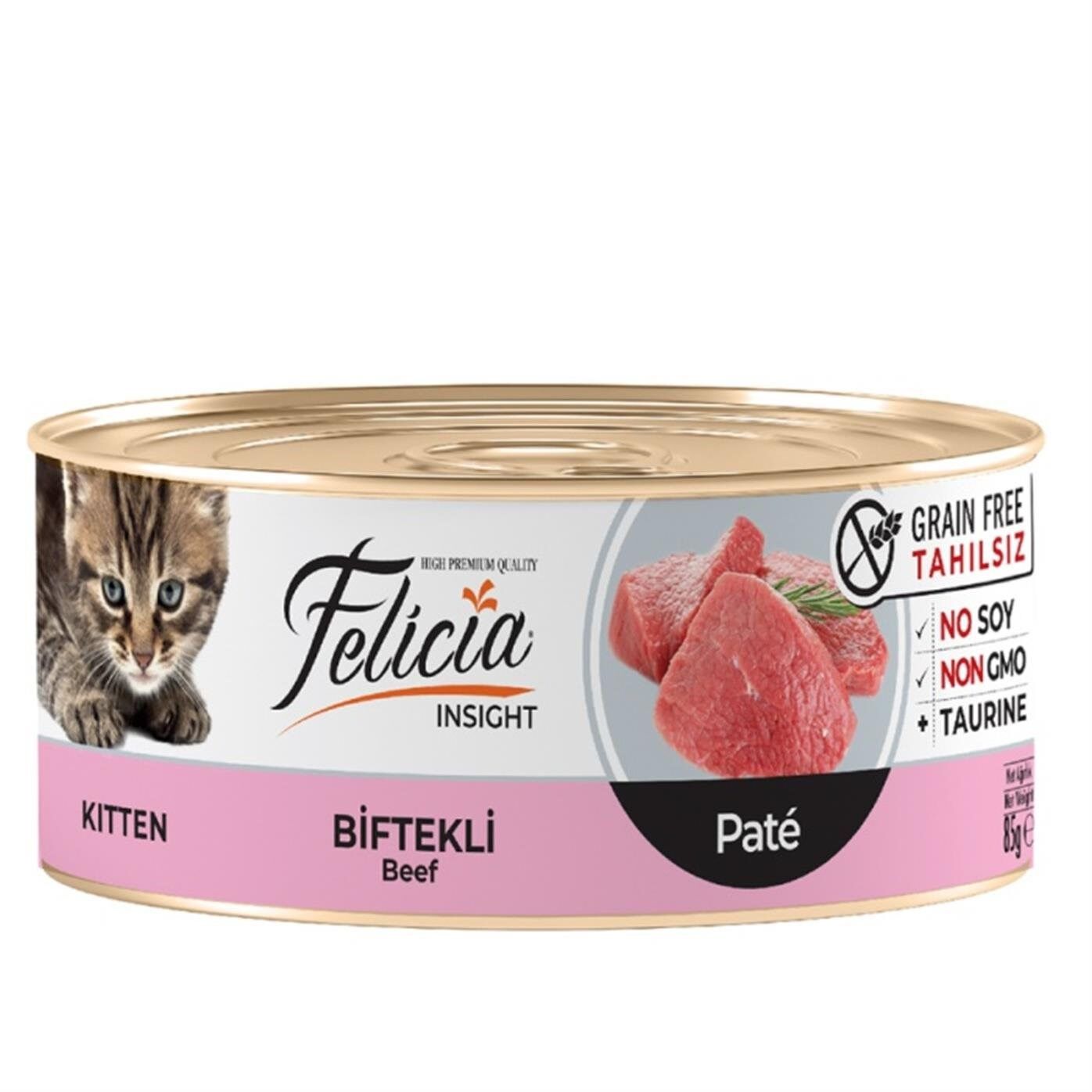 Felicia Tahılsız Kıyılmış Biftekli Yavru Yaş Kedi Maması 85gr