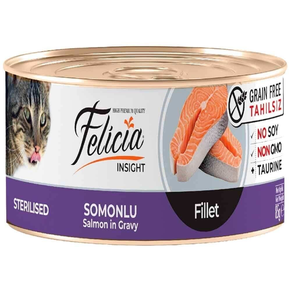 ​Felicia Tahılsız Sterilised Somon Filetolu Yaş Kedi Maması 85 Gr