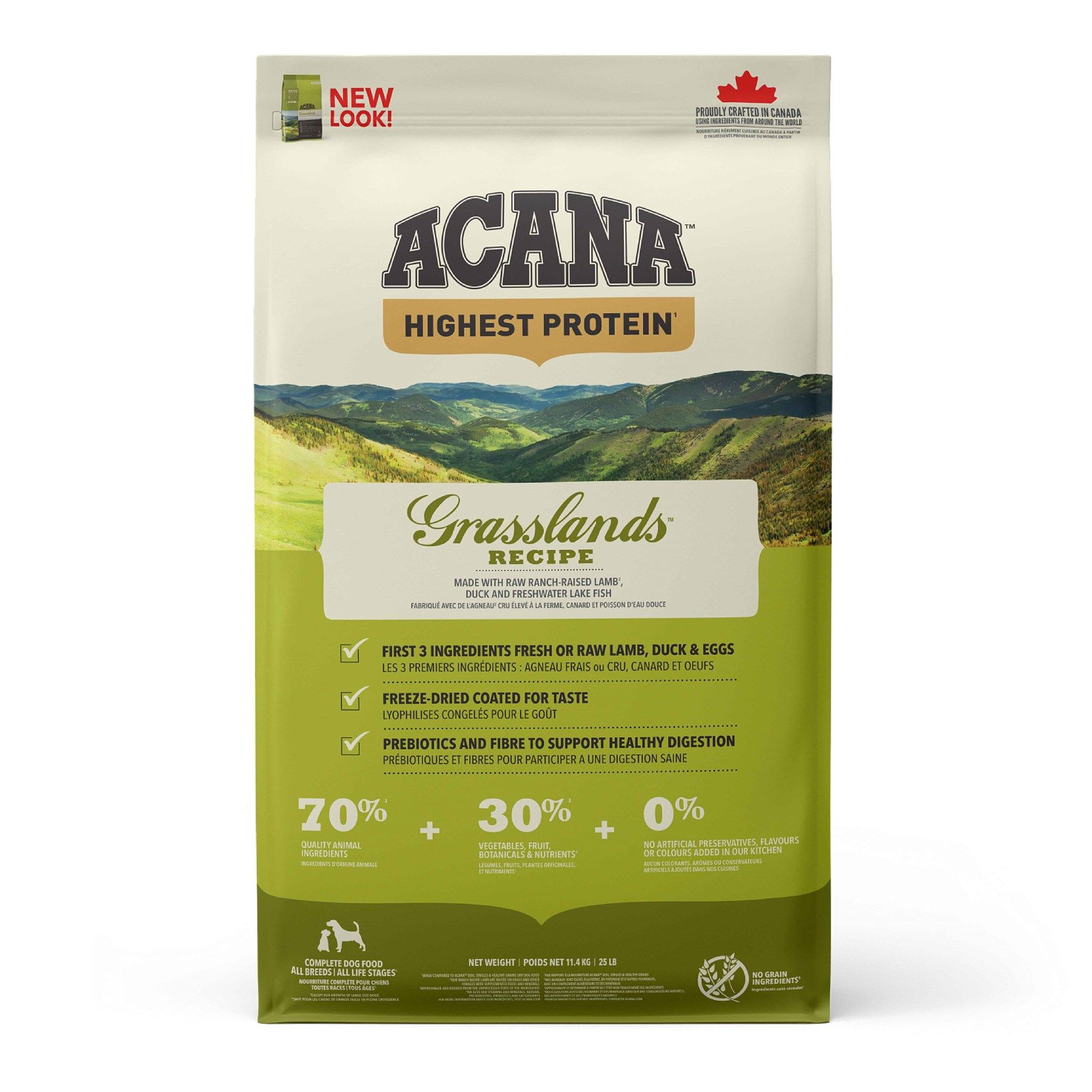 Acana Grasslands Tahılsız Kuzu Eti Ördek ve Balıklı Yetişkin Köpek Maması 11,4 Kg