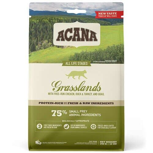 Acana Grasslands Ördekli ve Tavuklu Tahılsız Kedi Maması 1,8kg Tüm ırk ve yaşam evreleri için