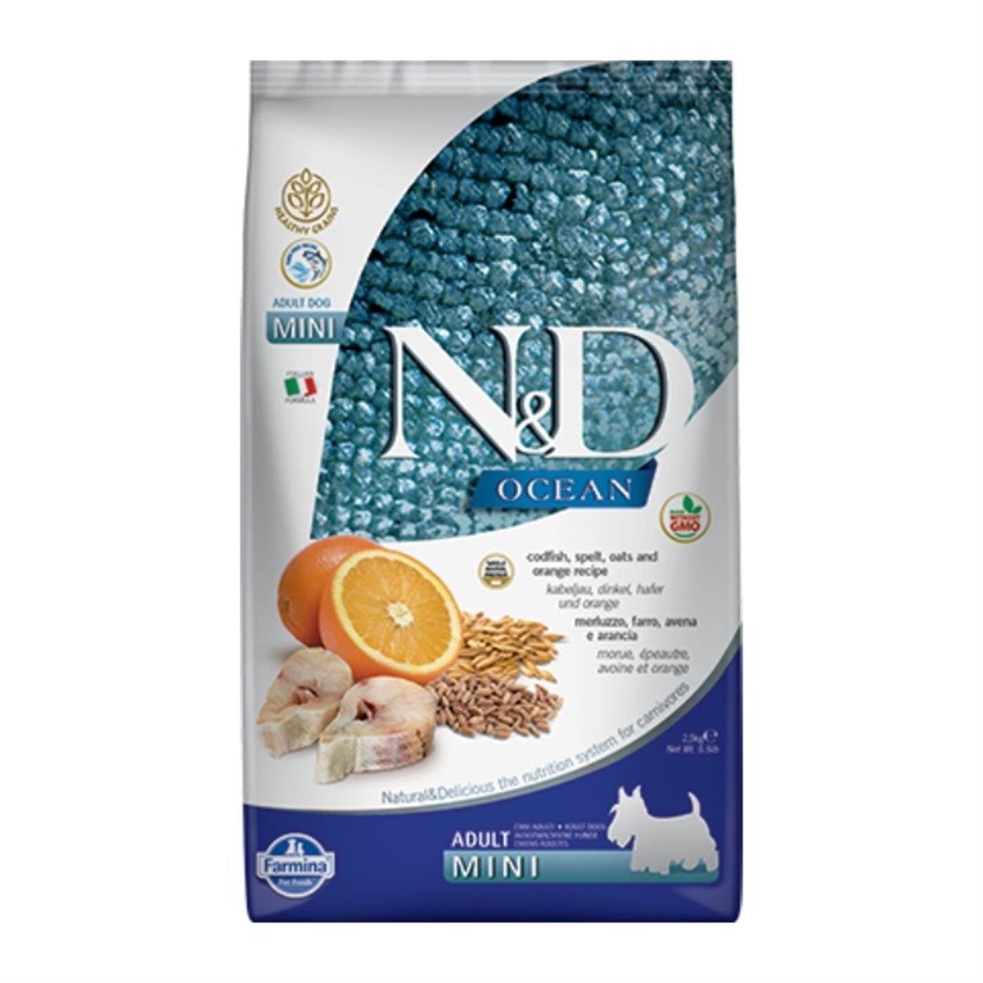 N&D Ocean Low Adult Mini Morina Balıklı Portakallı Yetişkin Köpek Maması 2,5 KG