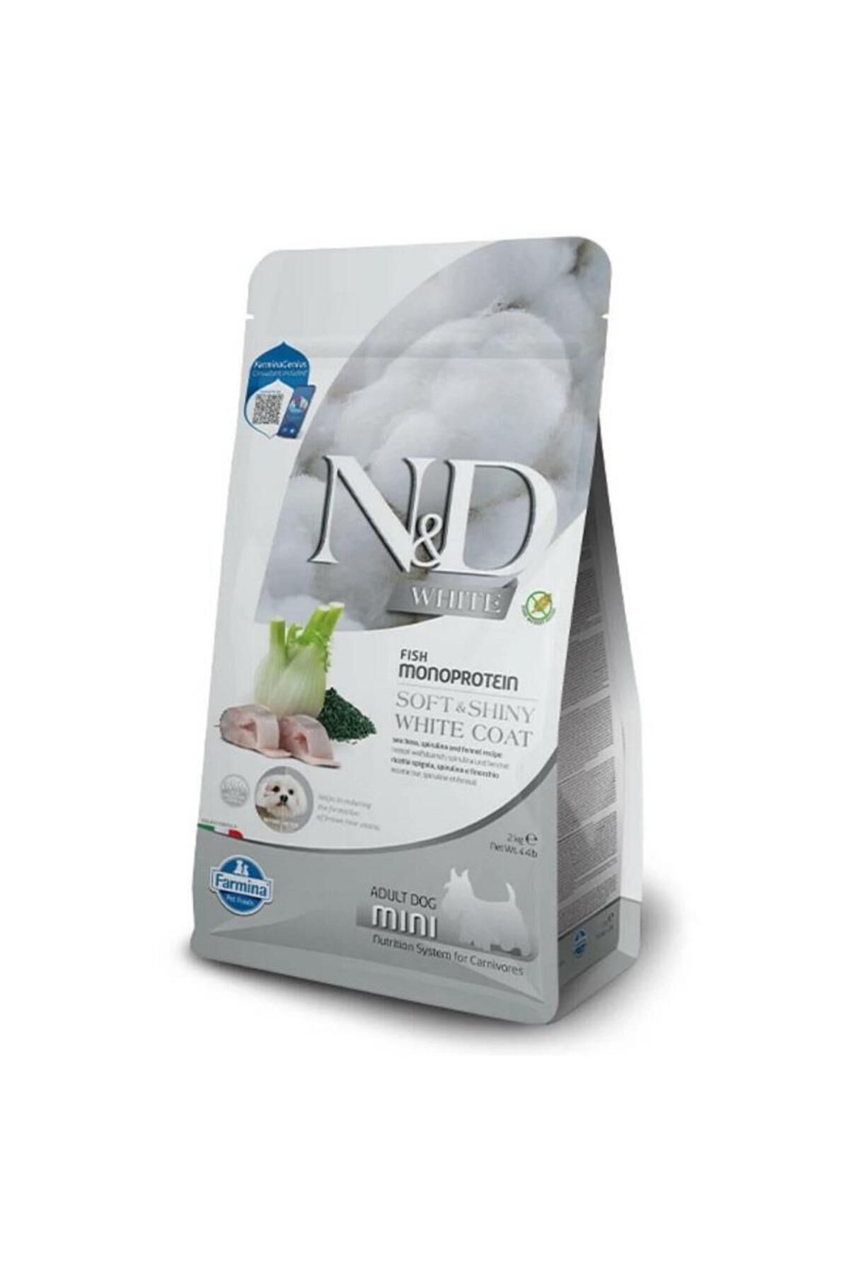 N&D White Levrek Rezene ve Spirulina Mini Küçük Irk Beyaz Yetişkin Köpek Maması 2,5 Kg