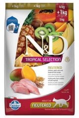 N&D Tropical Selection Tavuklu ve Tropikal Meyveli Kısırlaştırılmış Kedi Maması 4kg + 1kg HEDİYE