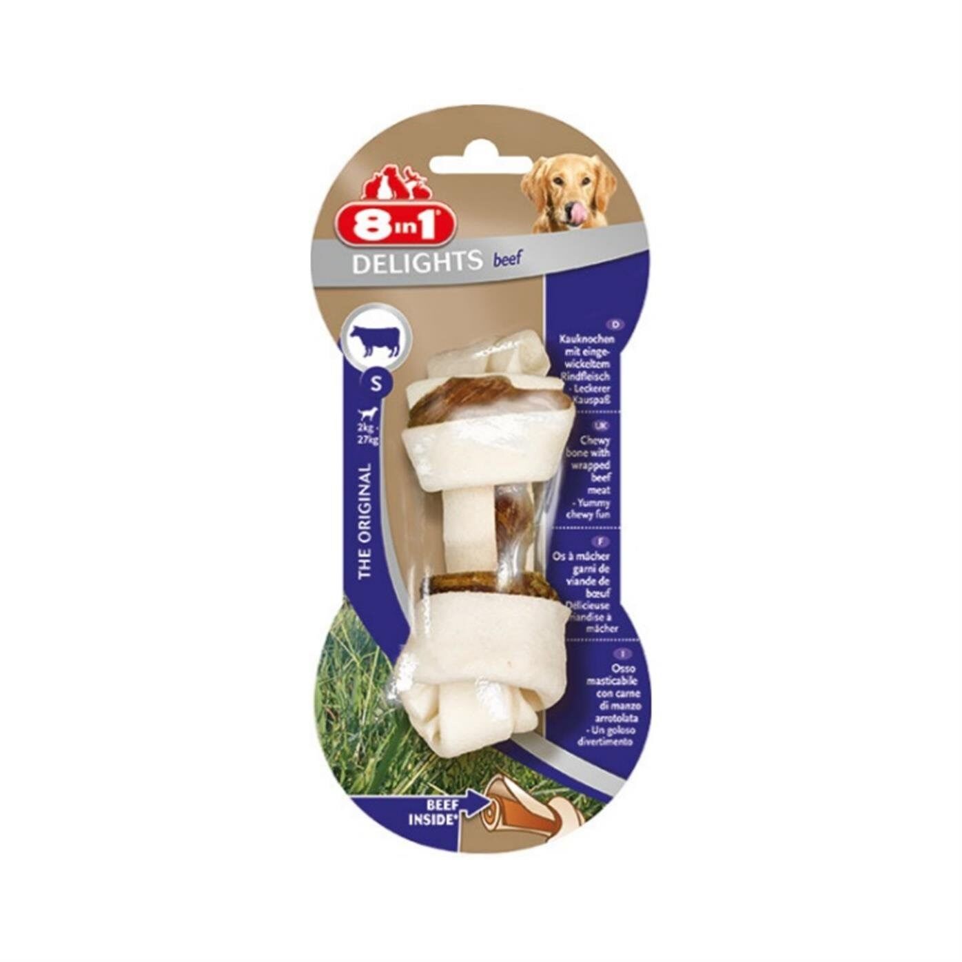 8in1 Delights Bones Biftekli Düğümlü Köpek Kemiği Small
