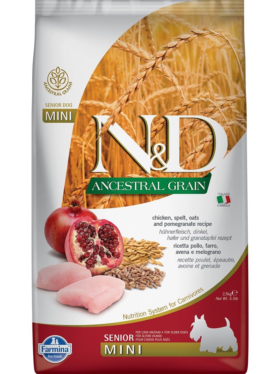 N&D Düşük Tahıllı Tavuklu Narlı Yaşlı Mini Köpek Maması 2.5 Kg