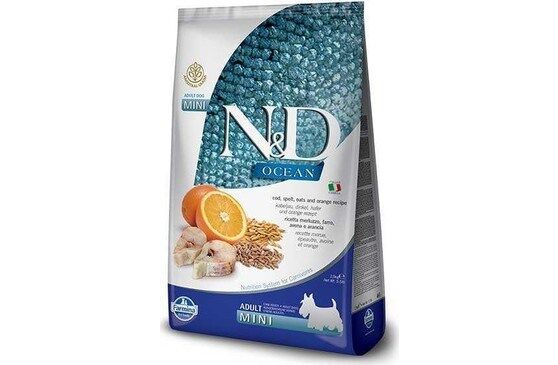 N&D Az Tahıllı Balıklı Portakallı Yetişkin Mini Köpek Maması 7 kg